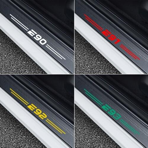 4PCS Car Door Sill Scuff Plate Decor Sticker For BMW E90 E91 E92 E93 E87 E70 E62 E61 E60 Car stickers