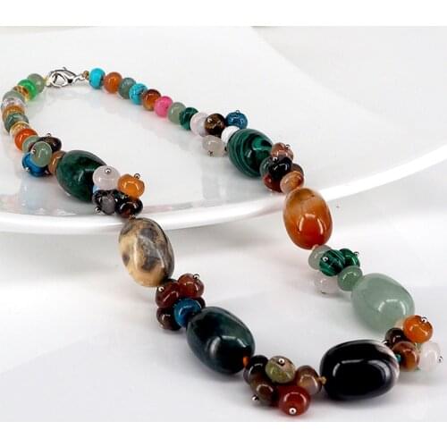 Chakra Energy Natural Stone Necklace Crystal Handmade Beaded Pendulum Female Bohemian Sweater Chain Pendant Necklaces Jewelry