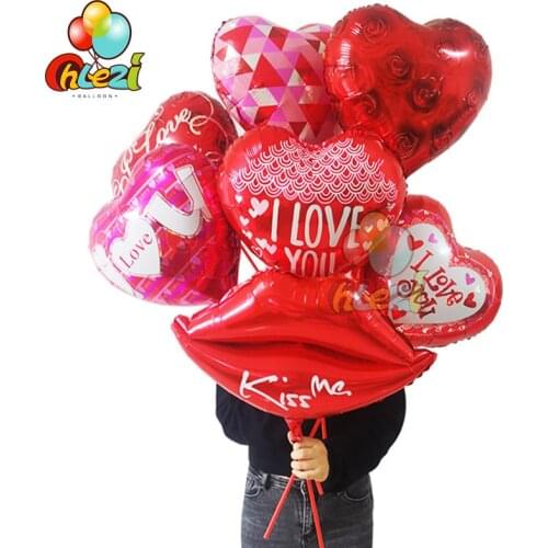 1 Set 18 inch Love Theme Foil Balloons Romantic Heart Helium Balloon Wedding Valentines Day Party Decoration Adult Shower Globos