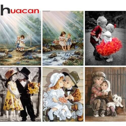 Huacan Full Square Diamond Painting Kids 5d DIY Diamond Mosaic Cross Stitch Couple Handicraft Needlework Decor For Home