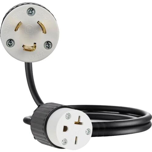 JORINDO NEMA L6-20P 3 pin to 6-20R 3 hole American standard male head to female seat power conversion line,Pure copper conductor