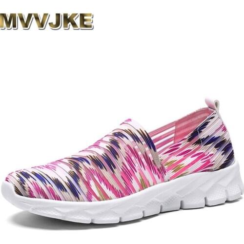 MVVJKEwomen design flat shoes flower narrow band gingham style breathable mesh sneakers shoes for woman casual moccasins shoes