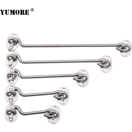 YUMORE 3-16 Inches Cabin Hook Crescent Window Lock With Safety Switch Door Eye Latch Silent Catch Holder With Screws