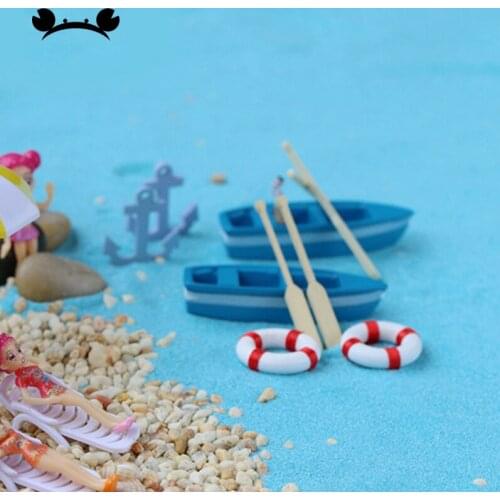 DIY Artificial Boat Swim Ring Miniature Fairy Garden Home Decoration Mini Craft Micro Landscaping Decor DIY Accessories Toy Gift