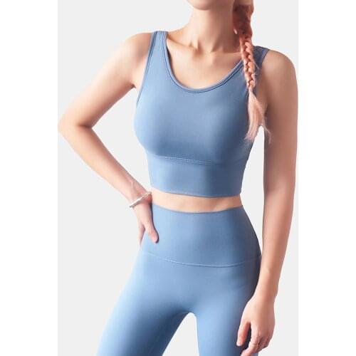 Autumn new nude no embarrassment line gathered bra sports suit Fitness Yoga suit two piece set Sports Leggings V068