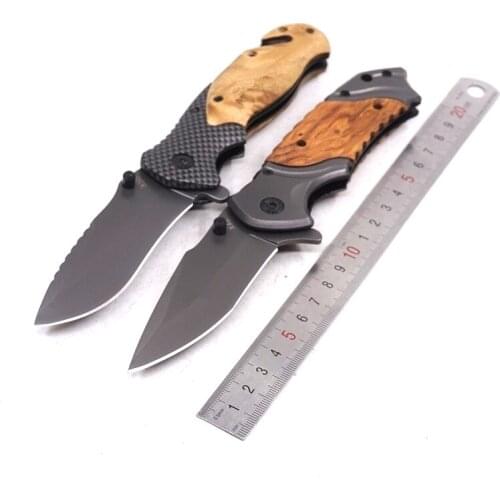 Outdoor Survival Knife Multi-function Folding Knife Pocket Tactical Knife Wood Handle Hunting Combat Camping EDC Multi Tools
