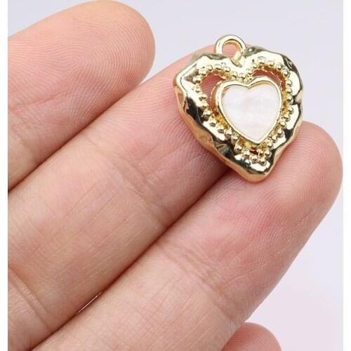 Eruifa 6pcs 16mm Lovely Heart With Polished Plastic Coin Zinc Alloy Necklace,Earring Bracelet Jewelry DIY Handmade 2 Colors