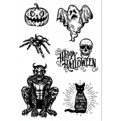 11*16CM Halloween Ghosts Transparent Clear Stamps / Silicone Seals Roller Stamp For DIY Scrapbooking Photo Album/Card Making
