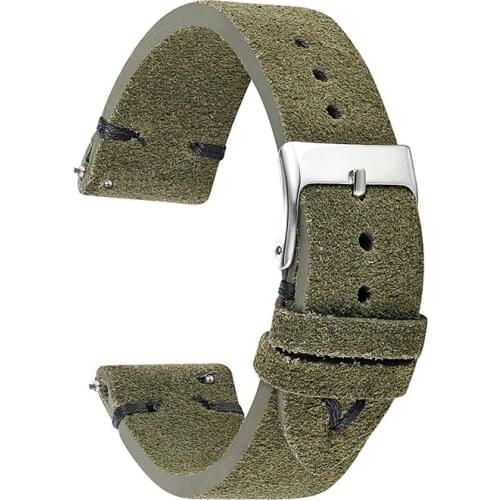 Onthelevel Watchband Green Suede Genuine Leather Watch Strap 18mm 20mm 22mm 24mmWatch Band for Rolex_watch Accessories Wristband