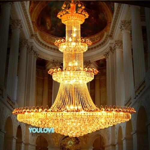 Modern Golden Crystal Chandeliers Lights Fixture American Big Gold Crystal Droplight Home Indoor Parlor Lighting D120cm*180cm