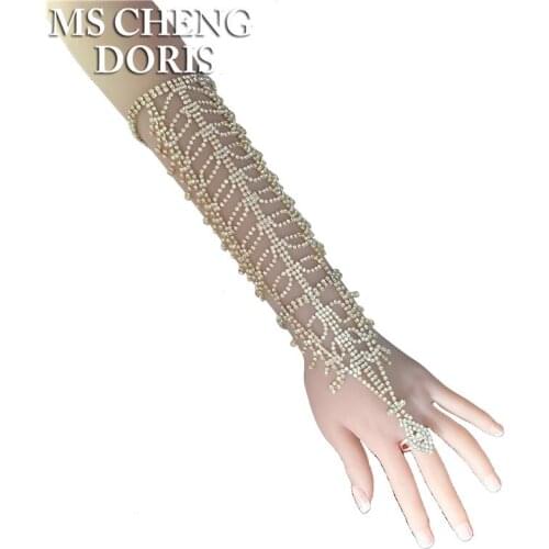 Rhinestones Long Wedding Bracelets Bangles For Women Bridesmaid Leaves Trendy Bracelets Armband Crystals Jewelry