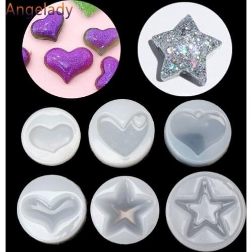 Heart Star Shape Jewelry Mold Silicone Epoxy Resin Casting Pendant Crystal Molds JUL3