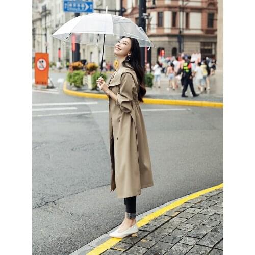 Windbreaker Womens Middle and Long 2021 Popular Womens Clothing New Style Temperament Popular Waist Down Show Thin Leisure