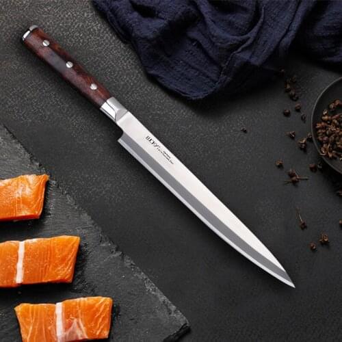 24 27cm Japanese Sushi Sashimi Kitchen Knife German 1.4116 Stainless Steel Yanagiba Fish Fillet Salmon Chef Cooking Knife 8.1.2W