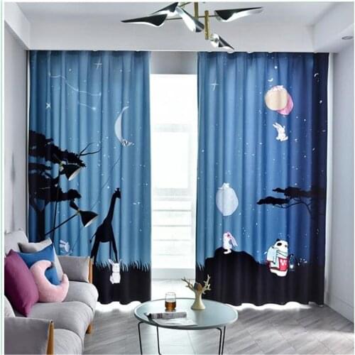 New cute cartoon printing childrens room curtains cartoon curtains thickened windshield blackout curtains