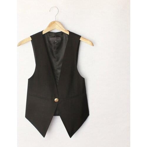 2020 Plus size Fashion women suit Waistcoat Casual short Vest Sleeveless Slim OL work solid Vests S-4XL black JC413
