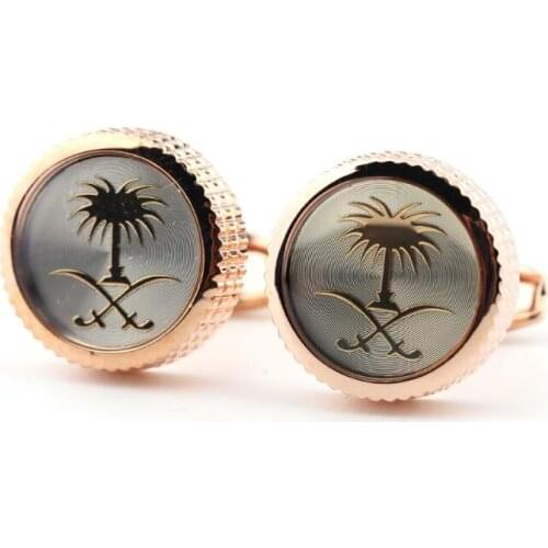 10pairs/lot Novelty Saudi Arabia Cufflinks 4 Color Options Plant Palm Tree Cuff Links Saudi Arabia Emblem Cufflink Wholesale