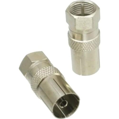 10pcs F male plug to IEC PAL DVB-T TV female jack straight RF adapter connector