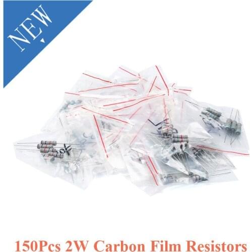 150Pcs 2W Carbon Film Resistors 0.1 Ohm ~ 750 ohm or 1K ~ 2M 5% Resistance Assorted Kit 30 Values*5pcs
