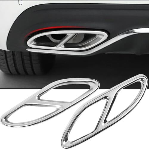2pcs Car Muffler Exhaust Pipe Tail Cover For Mercedes-Benz A B C E GLC W176 W246 W205 W213 Exhaust Pipe Trim Sticker Car Tuning