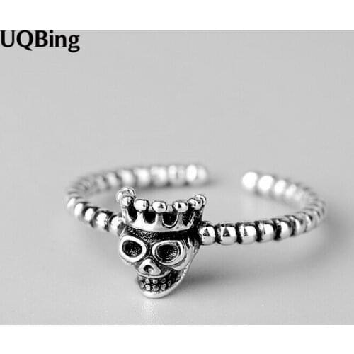 2019 New Style 925 Sterling Silver Retro Skull Rings Open Finger Rings For Women Gifts Jewelry