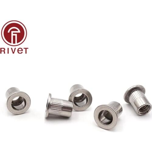 304 Stainless Steel Flat Head Big Side Thread Rivet Nuts Insert Reveting Multi Size Rivet Nuts M3 M4 M5 M6 M8 M10 M12 10PCS