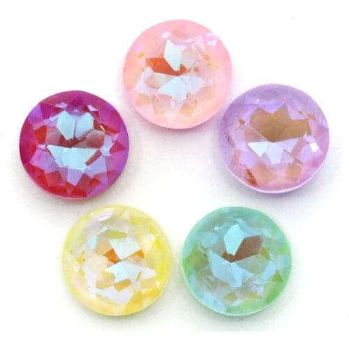 6mm Rivoli Round Mocha Fluorescence Rhinestones Pointback Glue Crystal Rhinestones K9 Glass Strass DIY applicatore strass