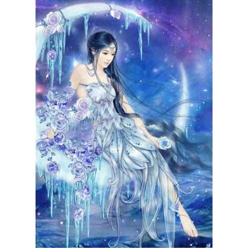 Diamond Painting Cross Stitch girl DIY 5D Rhinestone diamond Embroidery fairy moon picture diamond puzzle handmade Home FR155