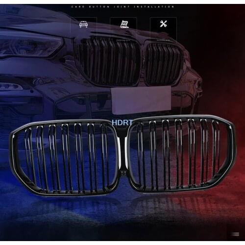 Auto Car Accessories Carbon Fiber Front Grille Middle Net Grills Assembly Frame Cover Decoration Parts for BMW X5 2019-2021