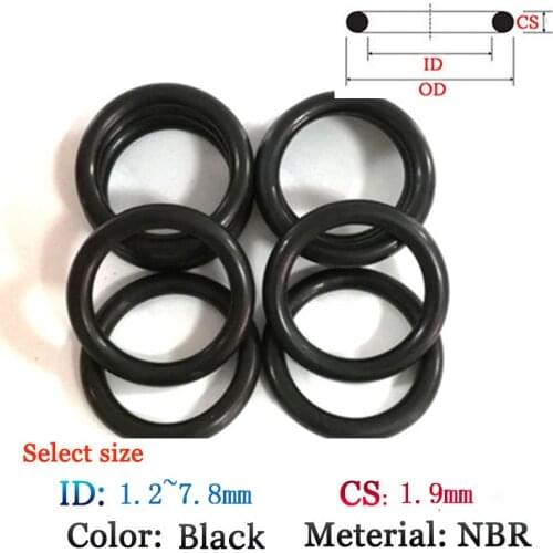 Free shipping CS 1.90mm ID 1.2 to ID 7.8mm black Fluoro Rubber O-Ring oil and waterproof seal film NBR gasket Silicone Ring Seal