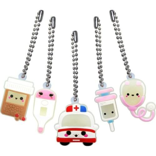 1pcs PVC Luminous Cartoon Figure Key Chain Fluorescence Ball chain Key Holder Fashion Charms Trinkets Kid Christmas Gift