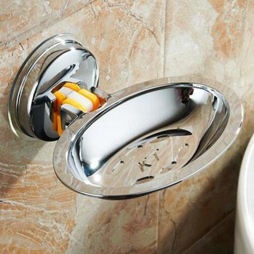 Bathroom Stainless Steel Soap Holder Vacuum Suction Cup Cup Box Dish Soap Storage Saver Shower Tray Bathroom Accessories