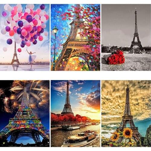 DIY Famous Tower Scenic 5D Diamond Painting Full Round/Square Rhinestone Mosaic Romantic Embroidery Cross Stitch Wall Art