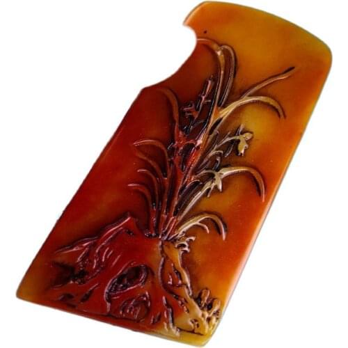 China shoushan stone old Hand carved Plum blossom mapimage Statue seal