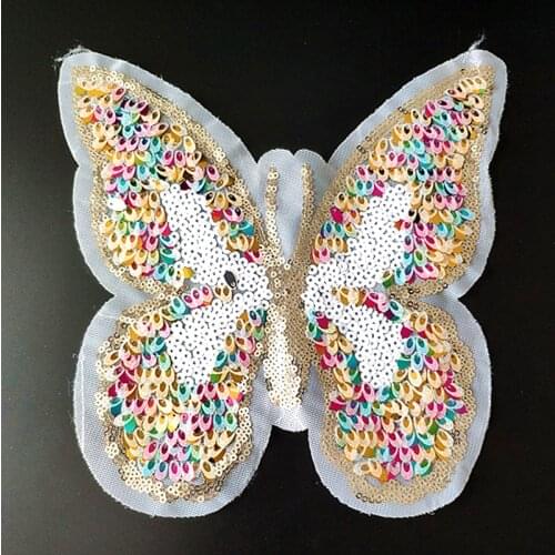 T shirt Women animal patch color sequins 180mm butterfly deal with it biker patches for clothing fabric stickers Christmas gift