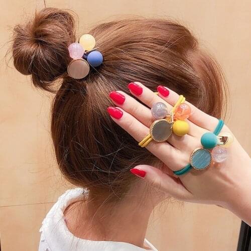 INS Head Rope Net Red Simple Three-Color Ball Rubber Band Cute Tie Hair Tie Hair Decoration Girl Headdress