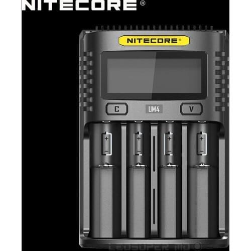 Intelligent Nitecore UM4 Four-Slot USB Charger Compatible with Battery IMR Li-ion LiFePO4 Ni-MH Ni-Cd