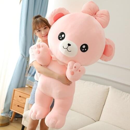 Kawaii soft cartoon bear stuffed doll big bears plush toy for girl hugging sleeping pillow gift decoration 43inch 110cm DY50906