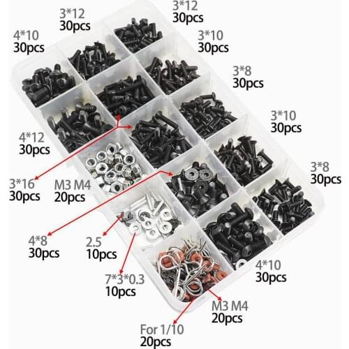 Screws Box Set for 1/10 HSP Traxxas TRX-4 TRX-6 Tamiya CFX MST HPI Kyosho D90 Scx10 D110 AXIAL D110 Remote Control RC Car Parts
