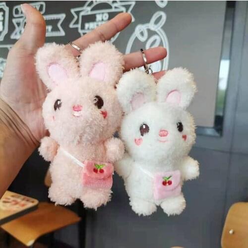 Creative Backpack Bunny Key Chain Schoolbag Pendant Student Couple Plush Toy Key Chain Small Gift Designer Keychain Animal