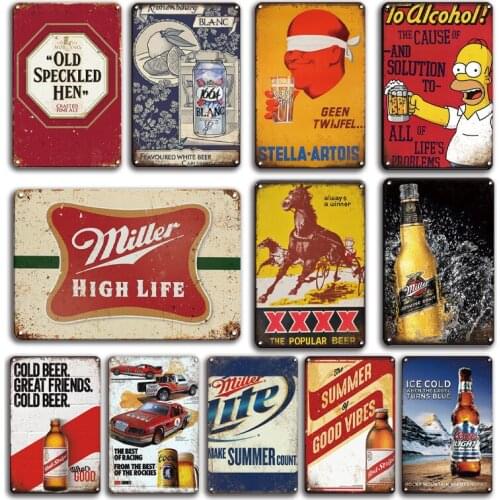 Summer Beer Metal Plate Tin Sign Vintage Alcohol Metal Painting Signs Retro Beach Tiki Bar Decor Man Cave Art Wall Sticker Decor