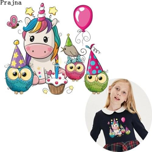 Cute Unicorn Owl Vinyl Heat Transfer Decoration Homework Crafts Cartoon DIY Cute Thermal Transfer Stickers Moon Unicorn Applique