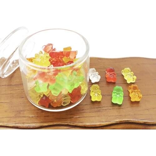 20Pcs Dollhouse Miniature Resin Colorful Bear Candy Model Ornaments DIY Crafts Dollhouse Candy Decoration
