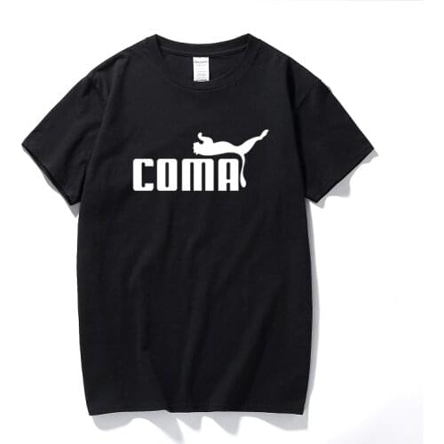 Coma logo mens t shirt parody cool trend spoof comedy joke tops funny t shirts Cotton short sleeve t-shirt mens clothing