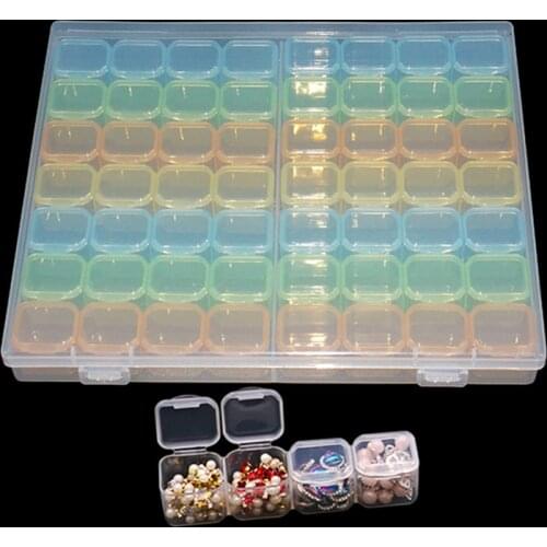 Diamond Painting Tool 56/28 Slots Plastic Storage Box Sticker Funnel Sets for Diamond Painting Home Button Accessories Container