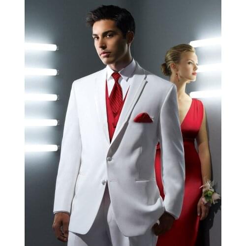 2020 Newest White Evening Party Men Suits Shawl Lapel Trim Fit Custom Made Wedding Tuxedos Three Piece Suits(Jacket+ Pants+Vest)