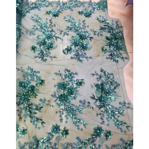Wholesale african tulle lace with rhinestone teal african french lace fabric high quality SYJ-91722 embroidered lace for bridal