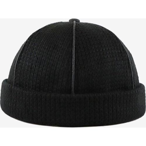 Autumn Winter Skullcap Solid Color Hip Hop Cap for Men Women Landlord Knitted Wool Hats Without Eaves