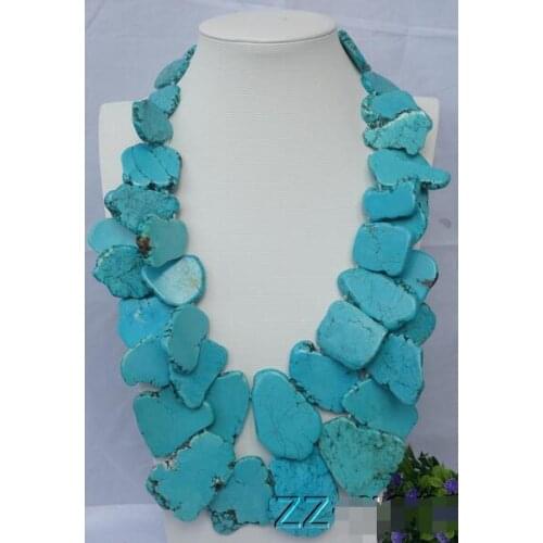 Blue gem Top-drilled Fancy necklace>free shipping