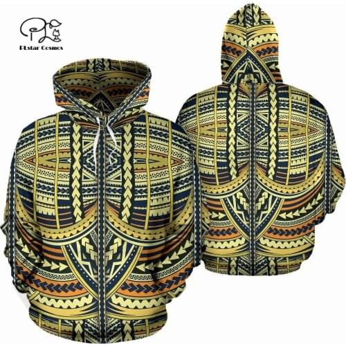 PLstar Cosmos 3DPrint Newest Tattoo Tribal Polynesian Premium Awsome Unique Harajuku Streetwear Unisex Hoodie/SweatshirtZip 3
